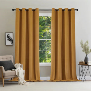Joydeco 100% Blackout Moss Green Velvet Curtains - 2 Panels , Thermal Insulated, Privacy