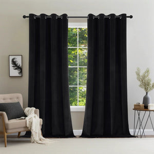 Joydeco 100% Blackout Moss Green Velvet Curtains - 2 Panels , Thermal Insulated, Privacy