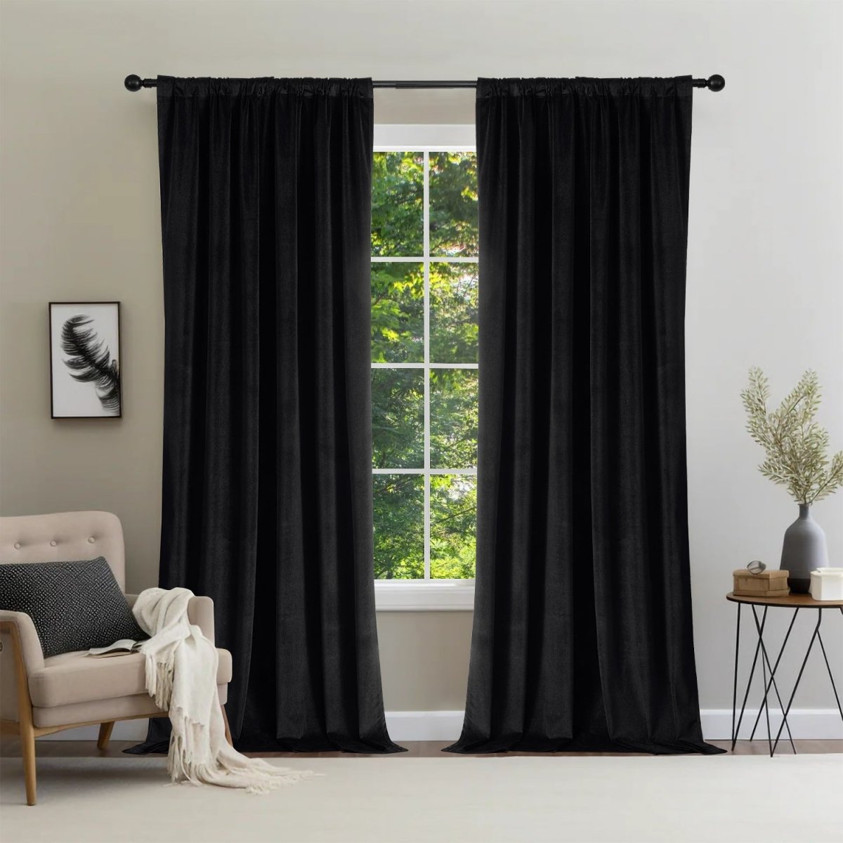 Joydeco 100% Blackout Velvet Curtains - 2 Panels , Thermal Insulated, Privacy