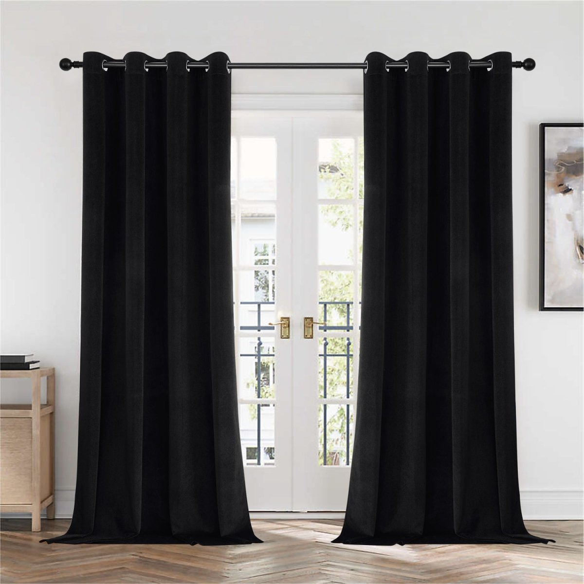 Joydeco 100% Blackout Moss Green Velvet Curtains - 2 Panels , Thermal Insulated, Privacy