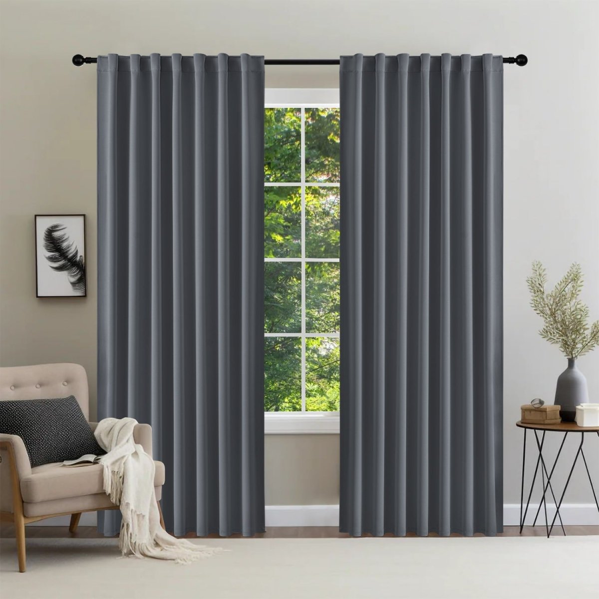 Joydeco Black Blackout Curtains Blackout Curtains 96 Inch Length 2 Panels Set for Bedroom