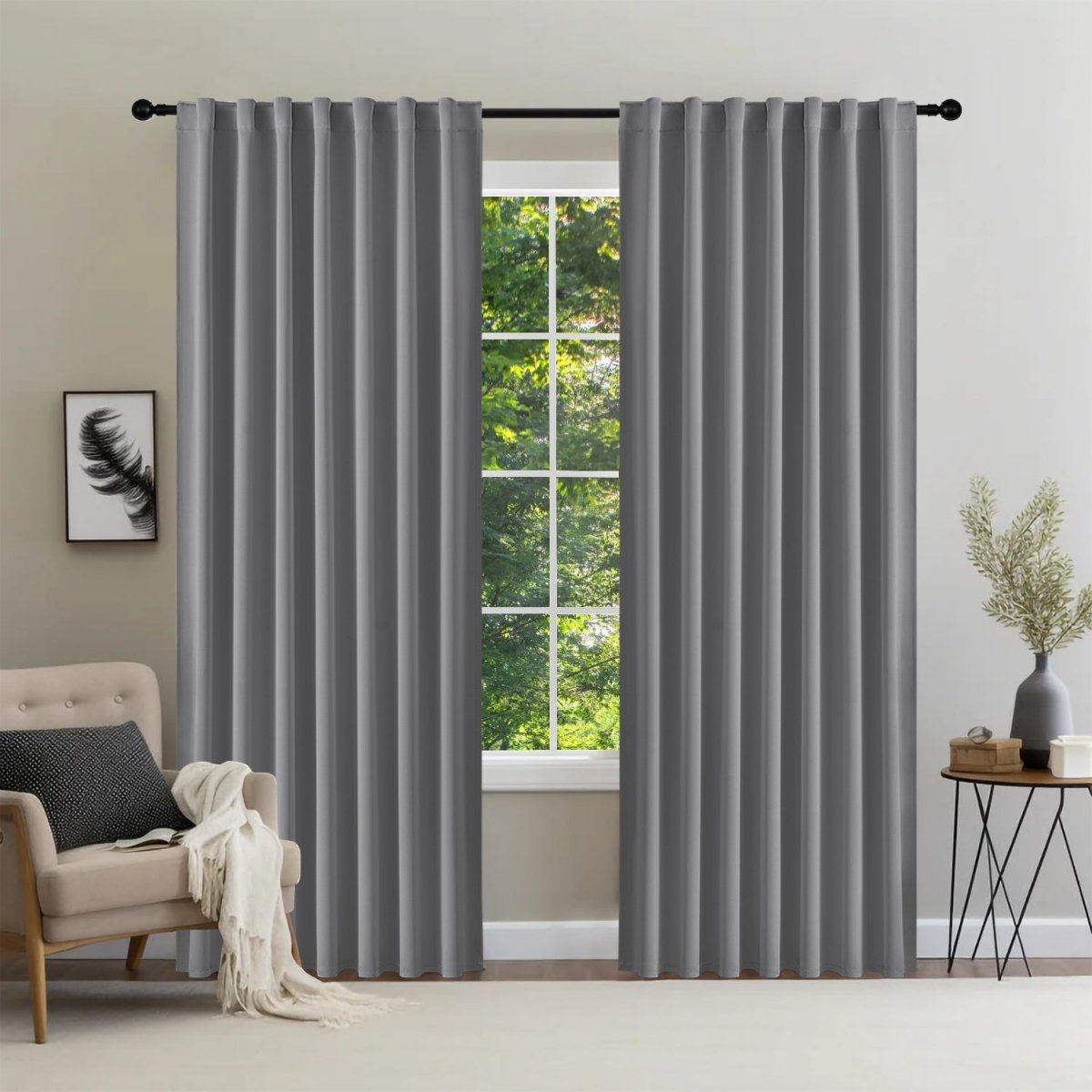 Joydeco Blackout Curtains 96 Inch Length 2 Panels Set for Bedroom-Royal Blue