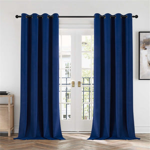 Joydeco 100% Blackout Moss Green Velvet Curtains - 2 Panels , Thermal Insulated, Privacy