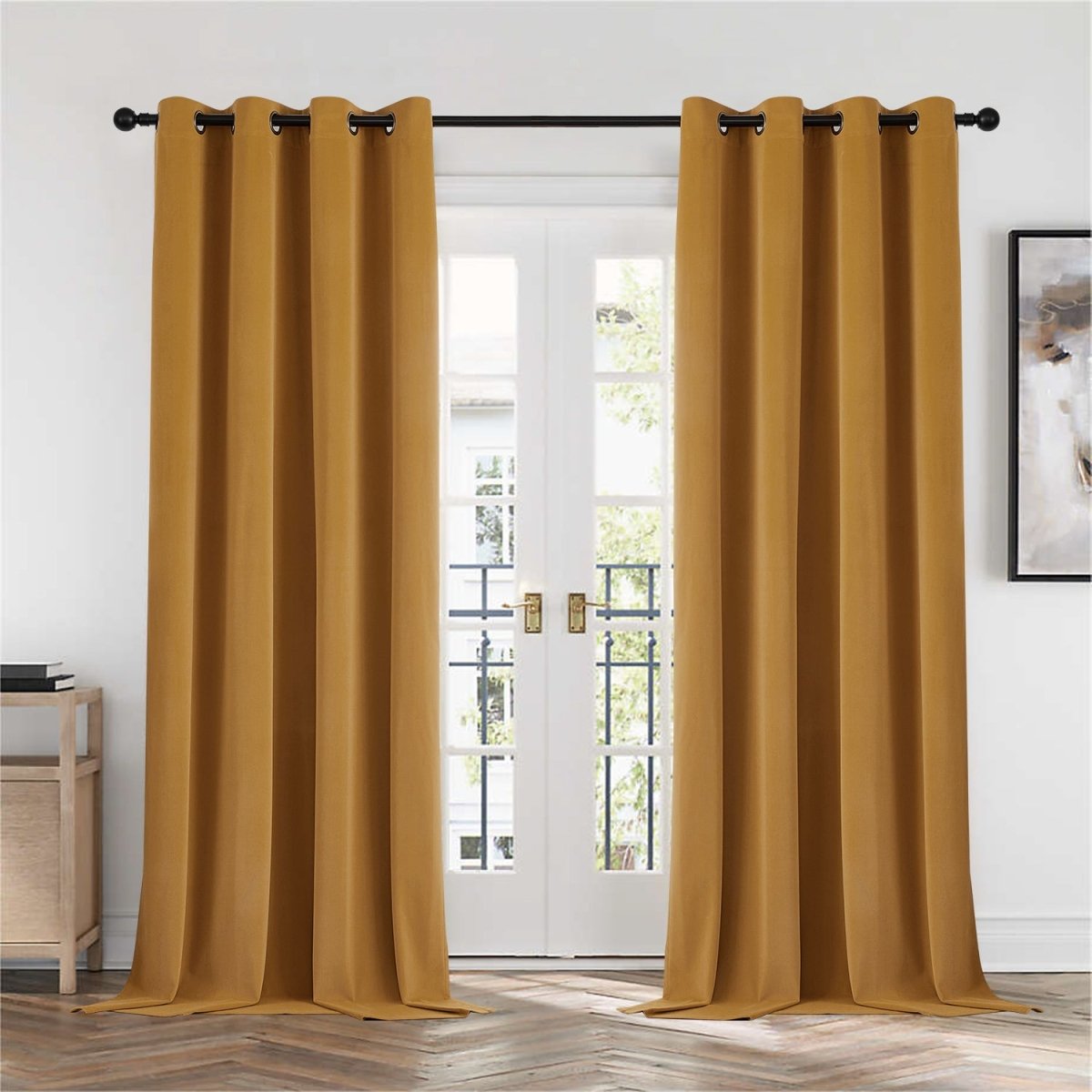 Joydeco 100% Blackout Moss Green Velvet Curtains - 2 Panels , Thermal Insulated, Privacy