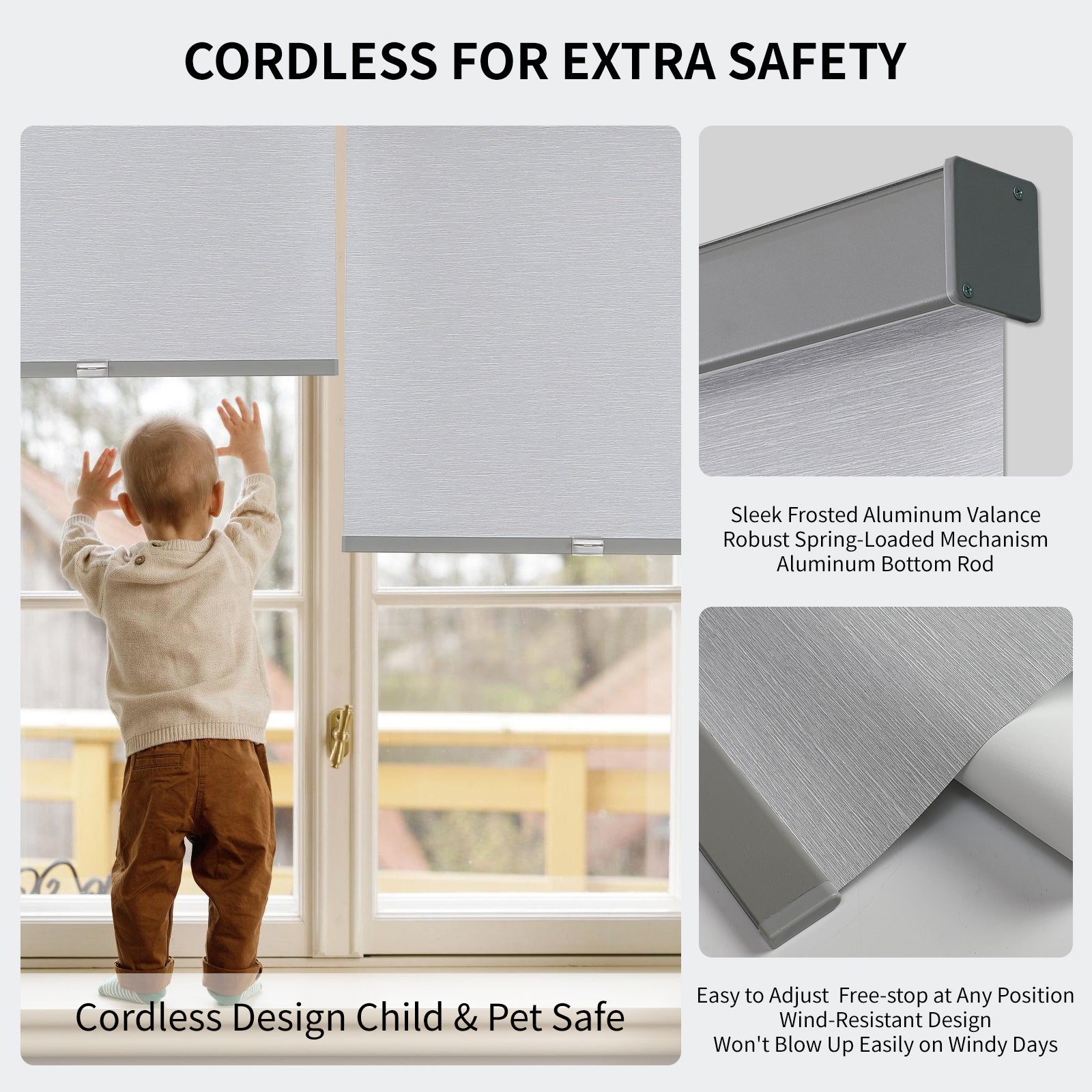 Free-Stop Cordless Blackout Roller Shades