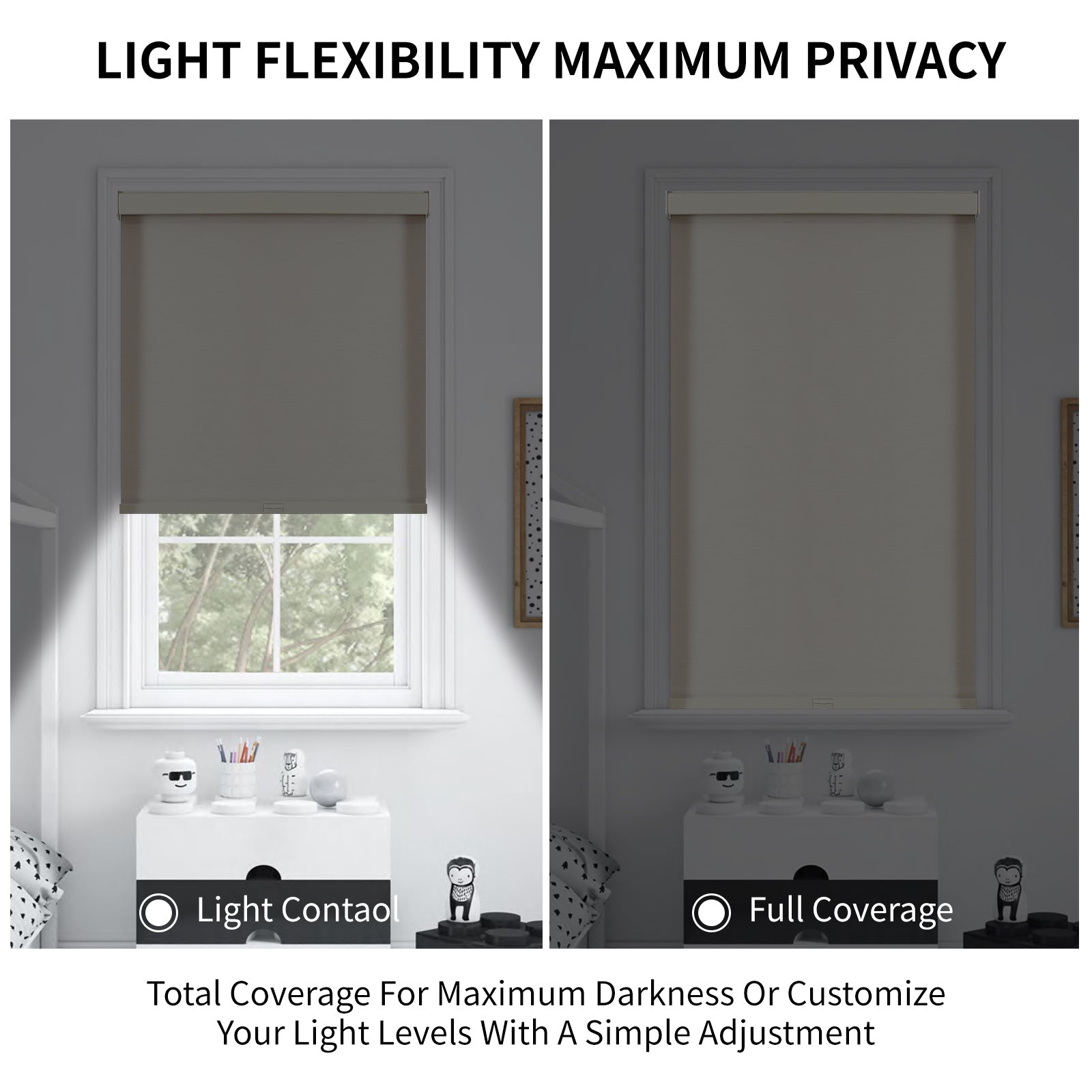 Free-Stop Cordless Blackout Roller Shades
