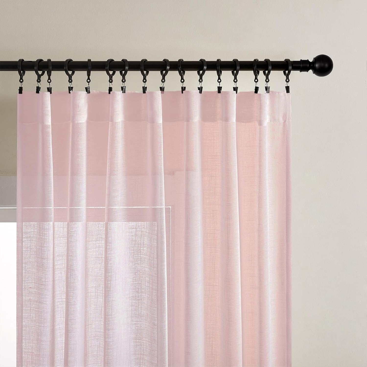 Joydeco Sheer Curtains 108 Inches Long, Beige Curtains for Living Room 2 Panels Set, Window Curtains Privacy Assured with Light Filtering(W52 x L108 Inch,Tapioca)