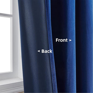 Joydeco 100% Blackout Royal Blue Velvet Curtains - 2 Panels , Thermal Insulated, Privacy