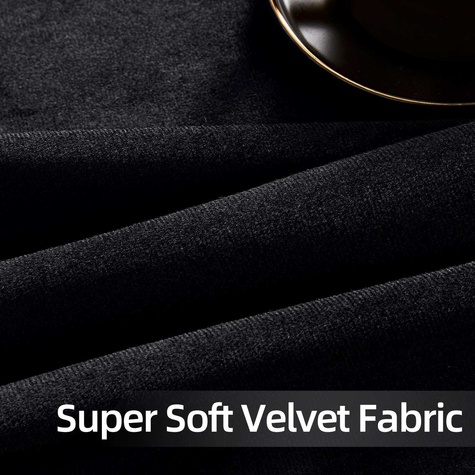 Joydeco Black 100% Blackout Curtains 96 Inches Long 2 Panels Set, Black Out Curtain for Bedroom Living Room, Luxury Heavy Duty Thermal Insulated Velvet Curtains Rod Pocket Back Tab, 52W x 96L
