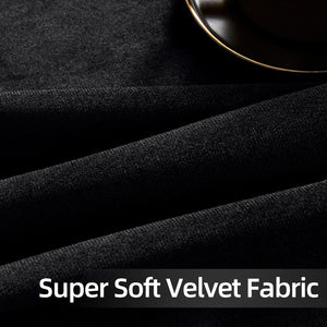 Joydeco Black 100% Blackout Curtains 96 Inches Long 2 Panels Set, Black Out Curtain for Bedroom Living Room, Luxury Heavy Duty Thermal Insulated Velvet Curtains Rod Pocket Back Tab, 52W x 96L