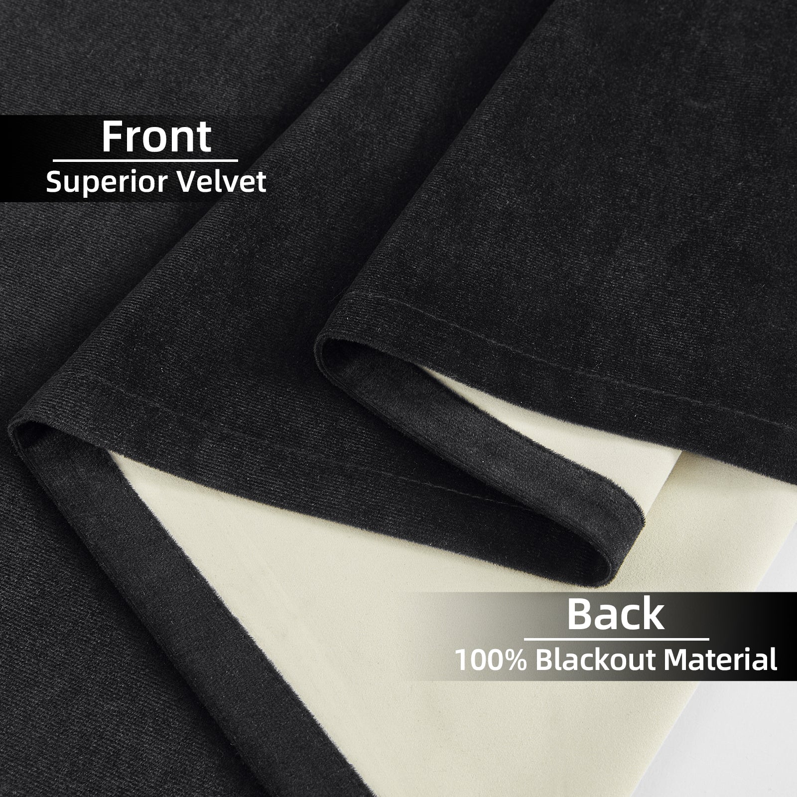 Joydeco Black 100% Blackout Curtains 96 Inches Long 2 Panels Set, Black Out Curtain for Bedroom Living Room, Luxury Heavy Duty Thermal Insulated Velvet Curtains Rod Pocket Back Tab, 52W x 96L