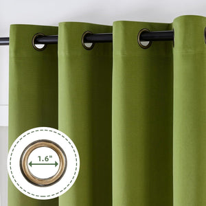 Joydeco 100% Blackout Moss Green Velvet Curtains - 2 Panels , Thermal Insulated, Privacy