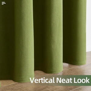 Joydeco 100% Blackout Moss Green Velvet Curtains - 2 Panels , Thermal Insulated, Privacy