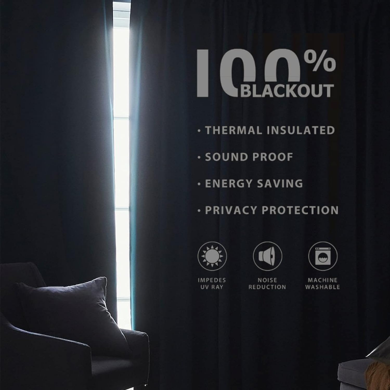 Joydeco Faux Linen 100% Blackout Solid Thermal Insulated Window Drapes Luxury Decor for Living Room
