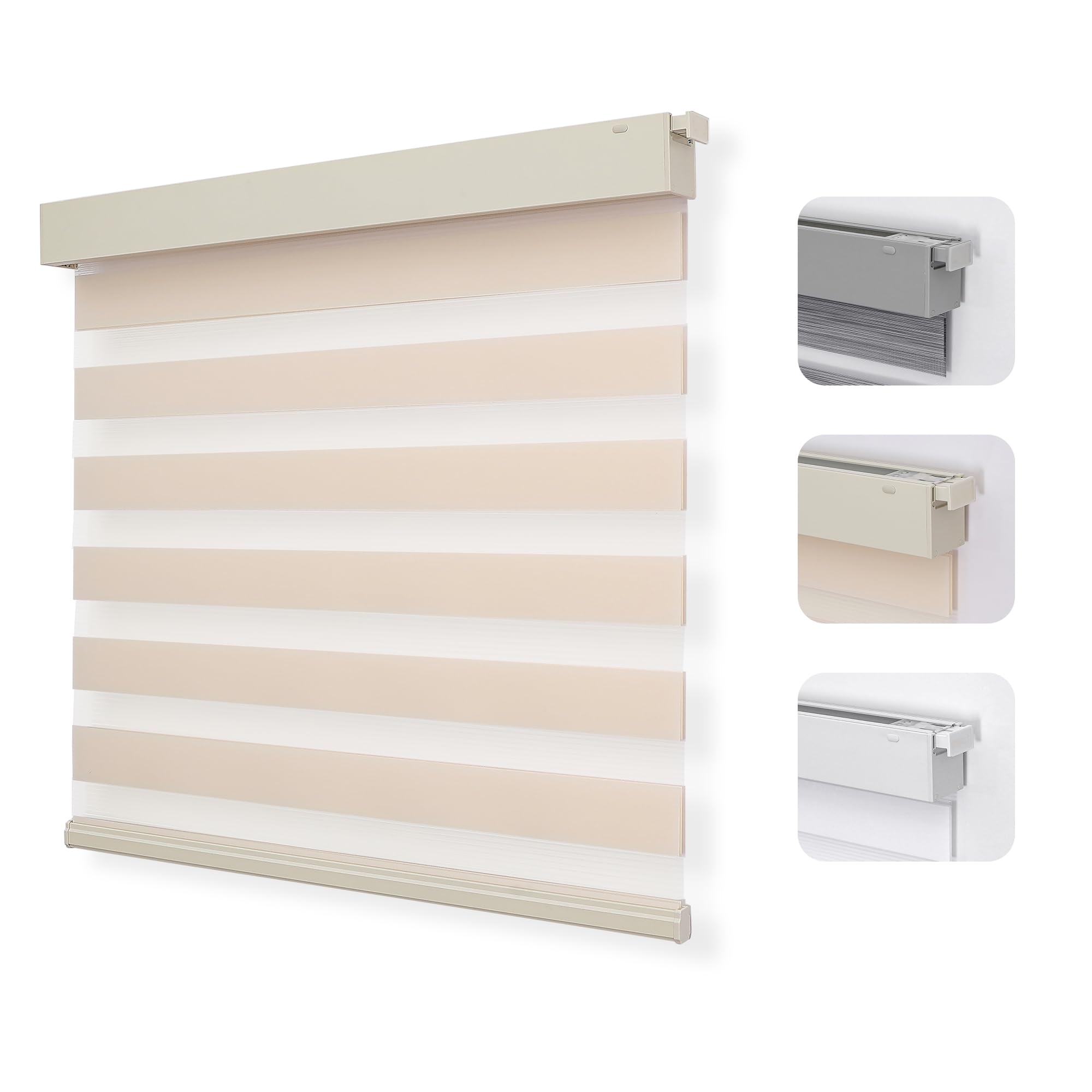 No Drill No Tool Cordless Zebra Blinds for Windows
