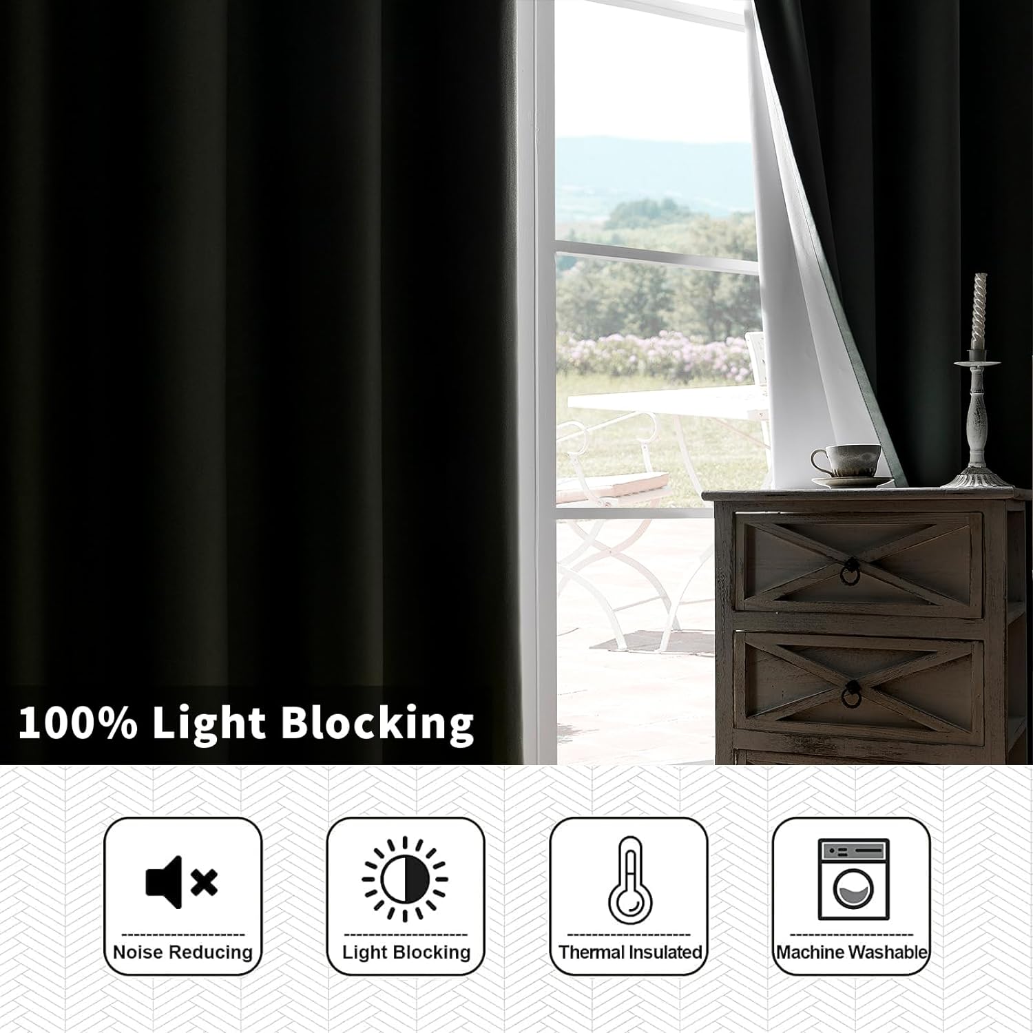 Joydeco Blackout Curtains 2 Panels Set, featuring thermal insulated long curtains