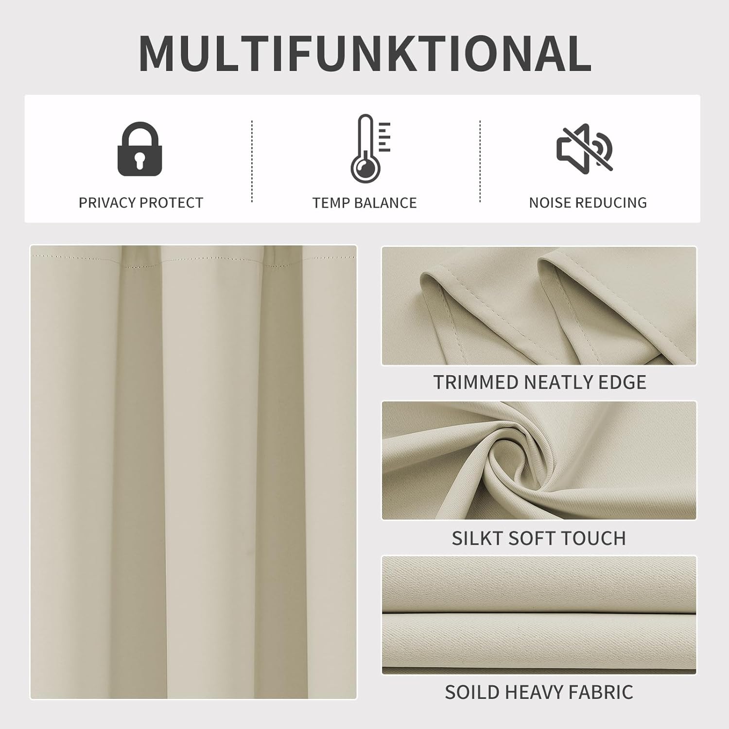 Joydeco Blackout Curtains 2 Panels Set, featuring thermal insulated long curtains