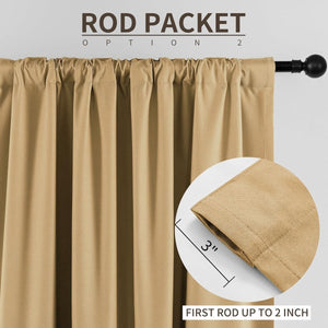 Joydeco Blackout Curtains 2 Panels Set, featuring thermal insulated long curtains Dark Beige Curtains