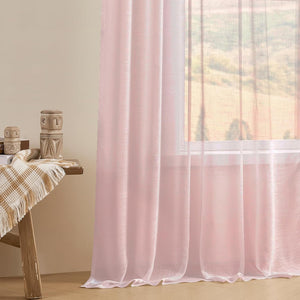 Joydeco Sheer Curtains 108 Inches Long, Beige Curtains for Living Room 2 Panels Set, Window Curtains Privacy Assured with Light Filtering(W52 x L108 Inch,Tapioca)