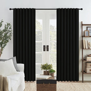 Joydeco Black Blackout Curtains Blackout Curtains 96 Inch Length 2 Panels Set for Bedroom