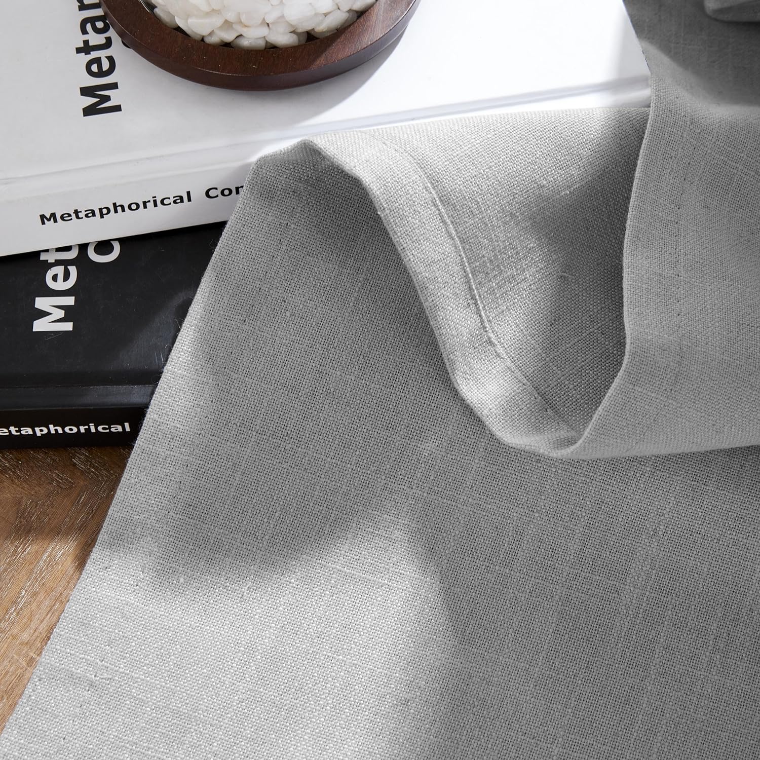Joydeco Semi-Sheer Linen Curtains - 2 Panel, Light Filtering