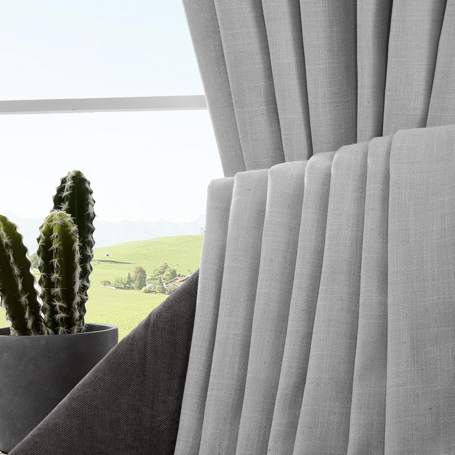 Joydeco Semi-Sheer Linen Curtains - 2 Panel, Light Filtering