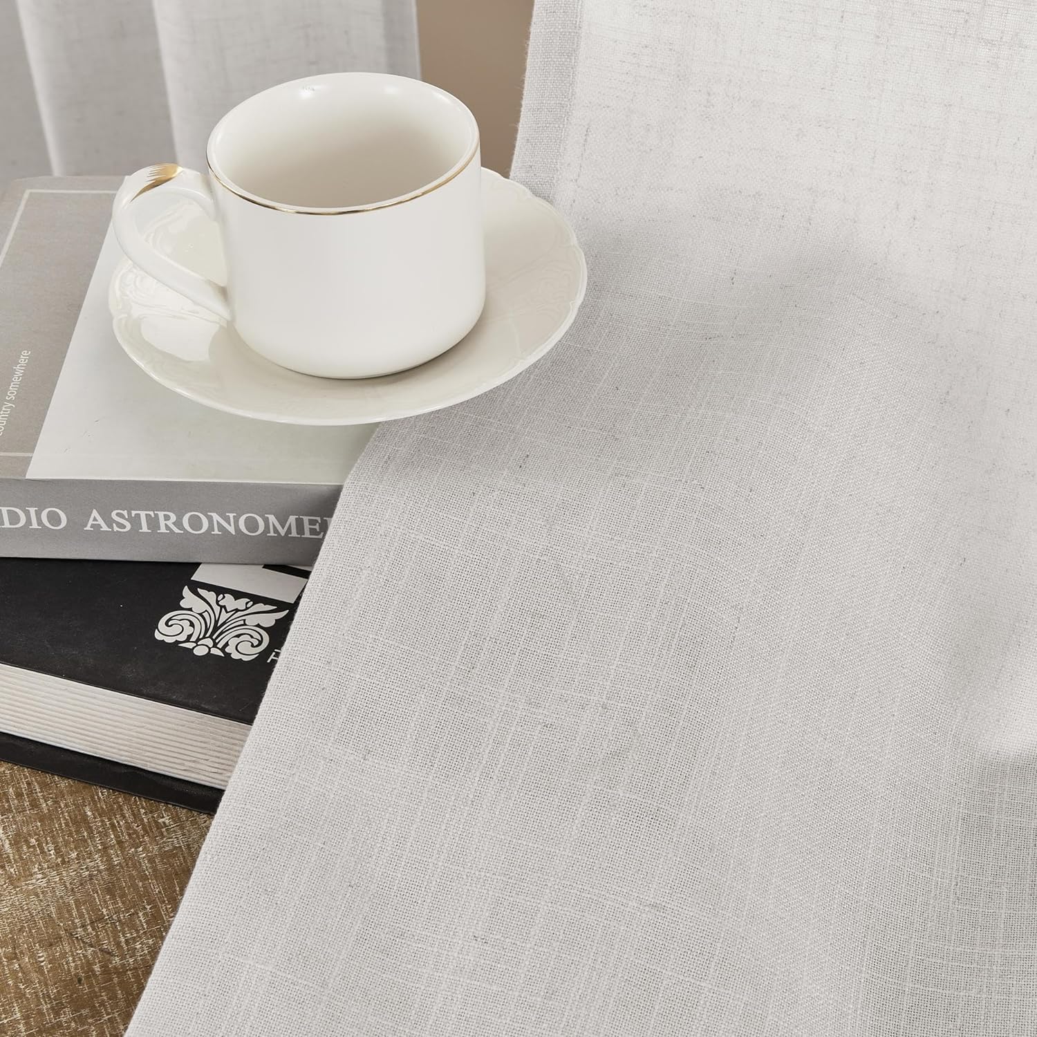 Joydeco Semi-Sheer Linen Curtains - 2 Panel, Light Filtering