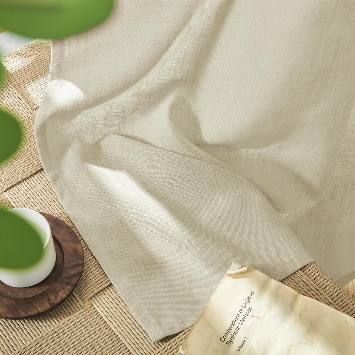 Joydeco Semi-Sheer Linen Curtains - 2 Panel, Light Filtering