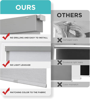 No Drill No Tools Blackout Shades Cordless Roller Shades