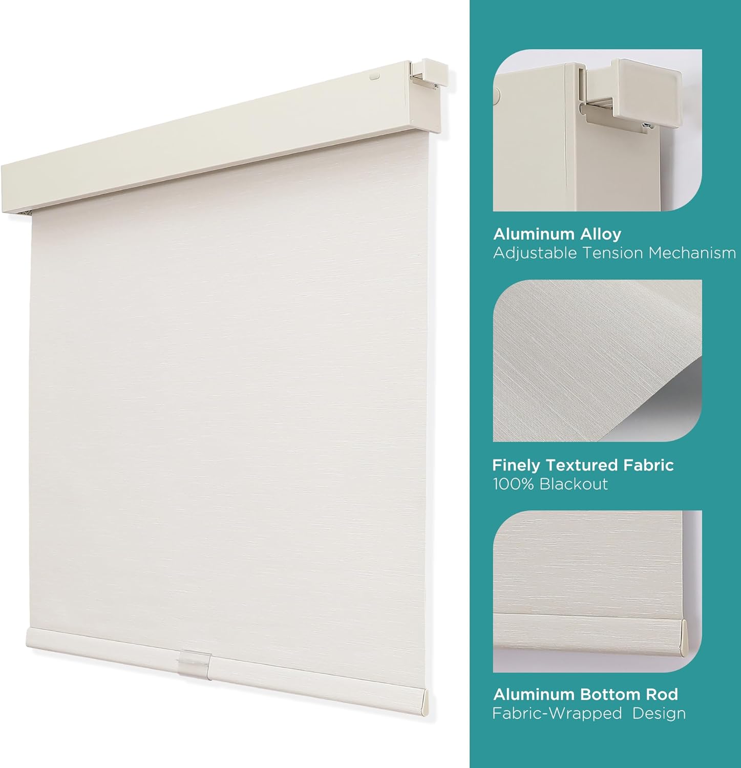 No Drill No Tools Blackout Shades Cordless Roller Shades