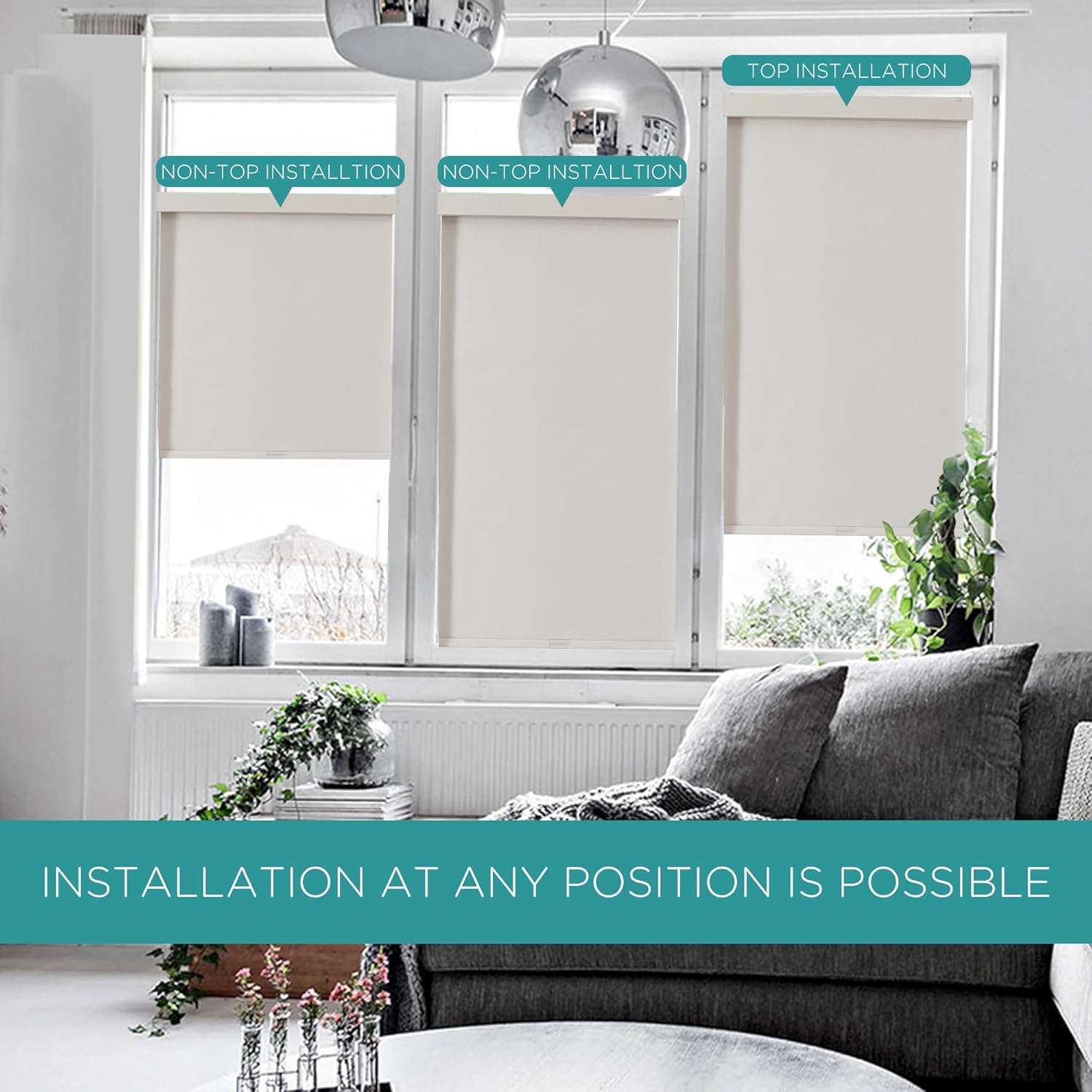 No Drill No Tools Blackout Shades Cordless Roller Shades