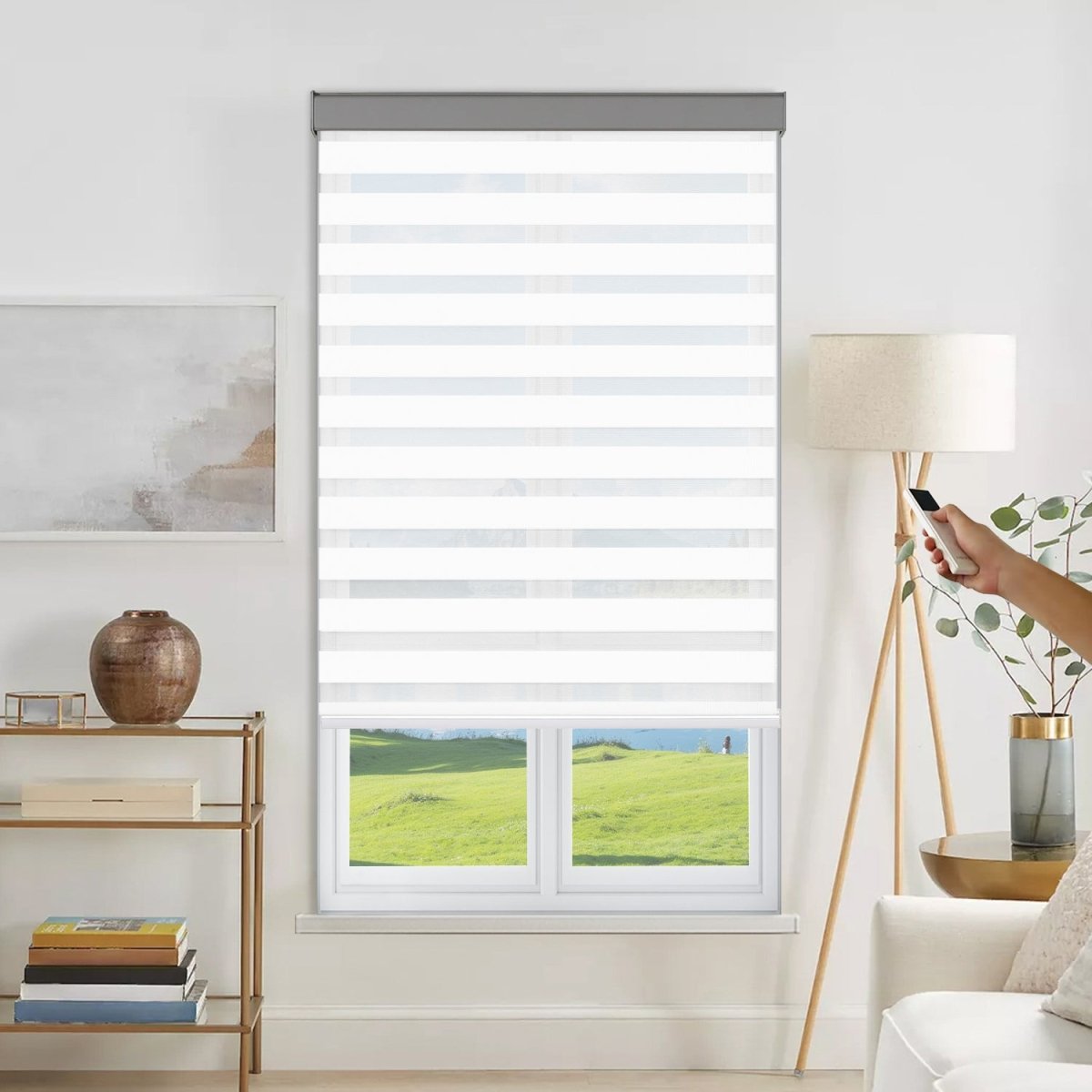 Joydeco Custom Motorization Modern Light Filtering Dual Shade
