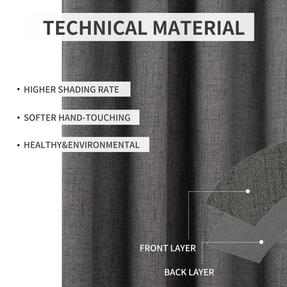 Blackout Linen Curtains Grey Light-Blocking and Insulating Curtains for Ultimate Privacy and Energy Savings
