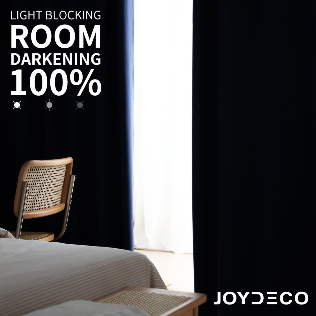 Blackout Linen Curtains Navy Blue Light-Blocking and Insulating Curtains