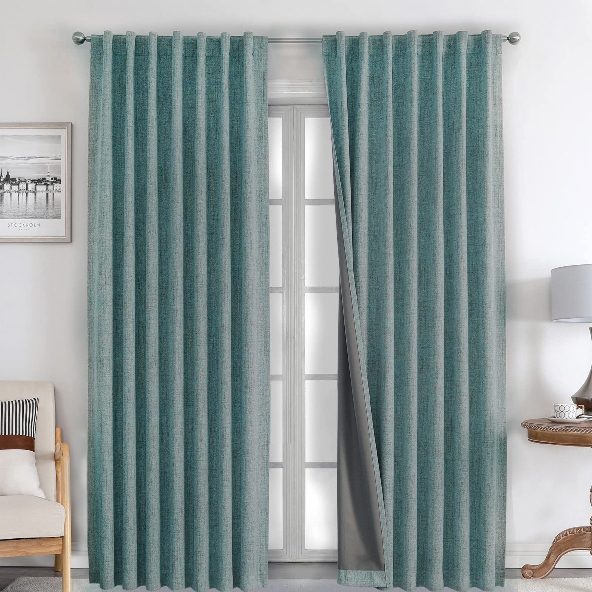 Joydeco Blackout Curtains Back Tab/Rod Pocket 100% Blackout Living Room Drapes