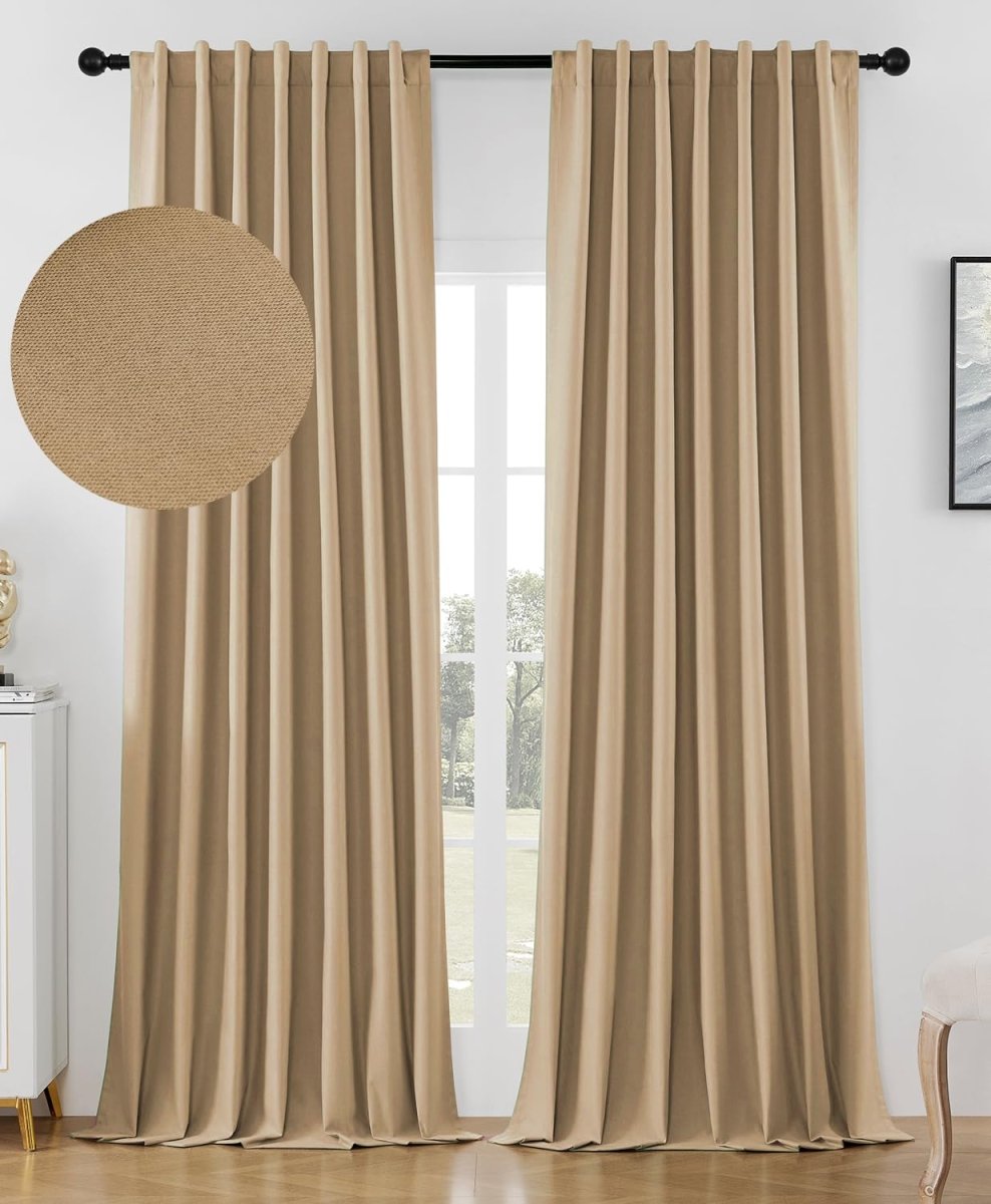 Joydeco Blackout Curtains Back Tab/Rod Pocket 100% Blackout Living Room Drapes
