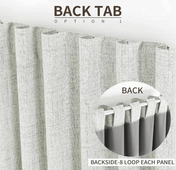 Joydeco 100% Blackout Beige Linen Curtains Long Natural Linen Drapes