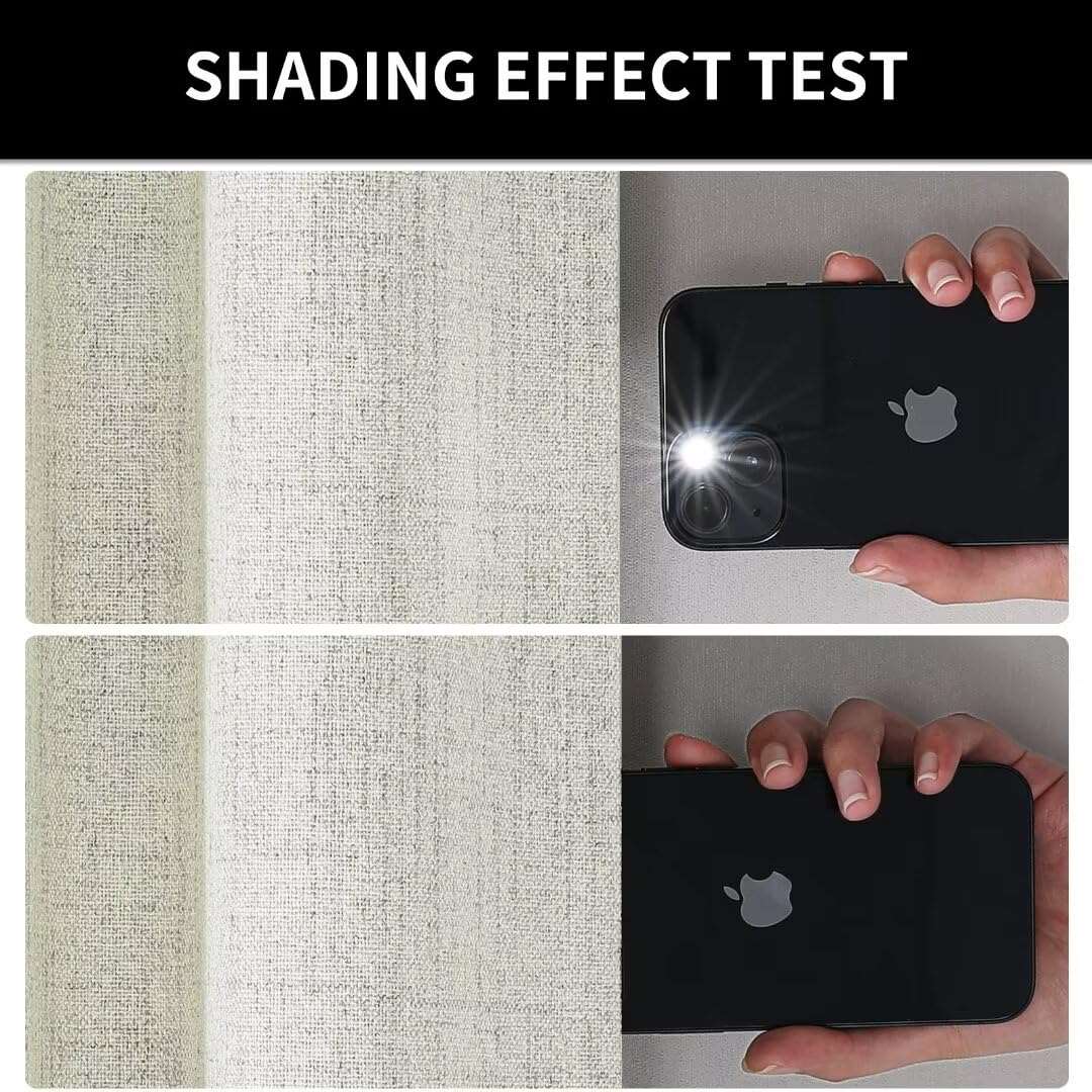 Joydeco 100% Blackout Beige Linen Curtains Long Natural Linen Drapes