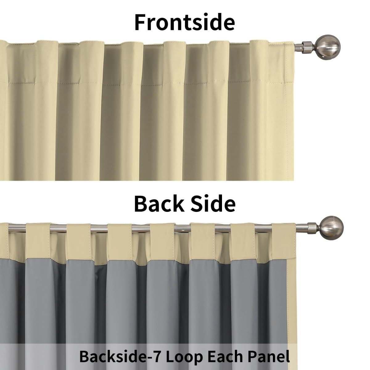 Joydeco 100% Blackout Curtains Beige Long Curtains