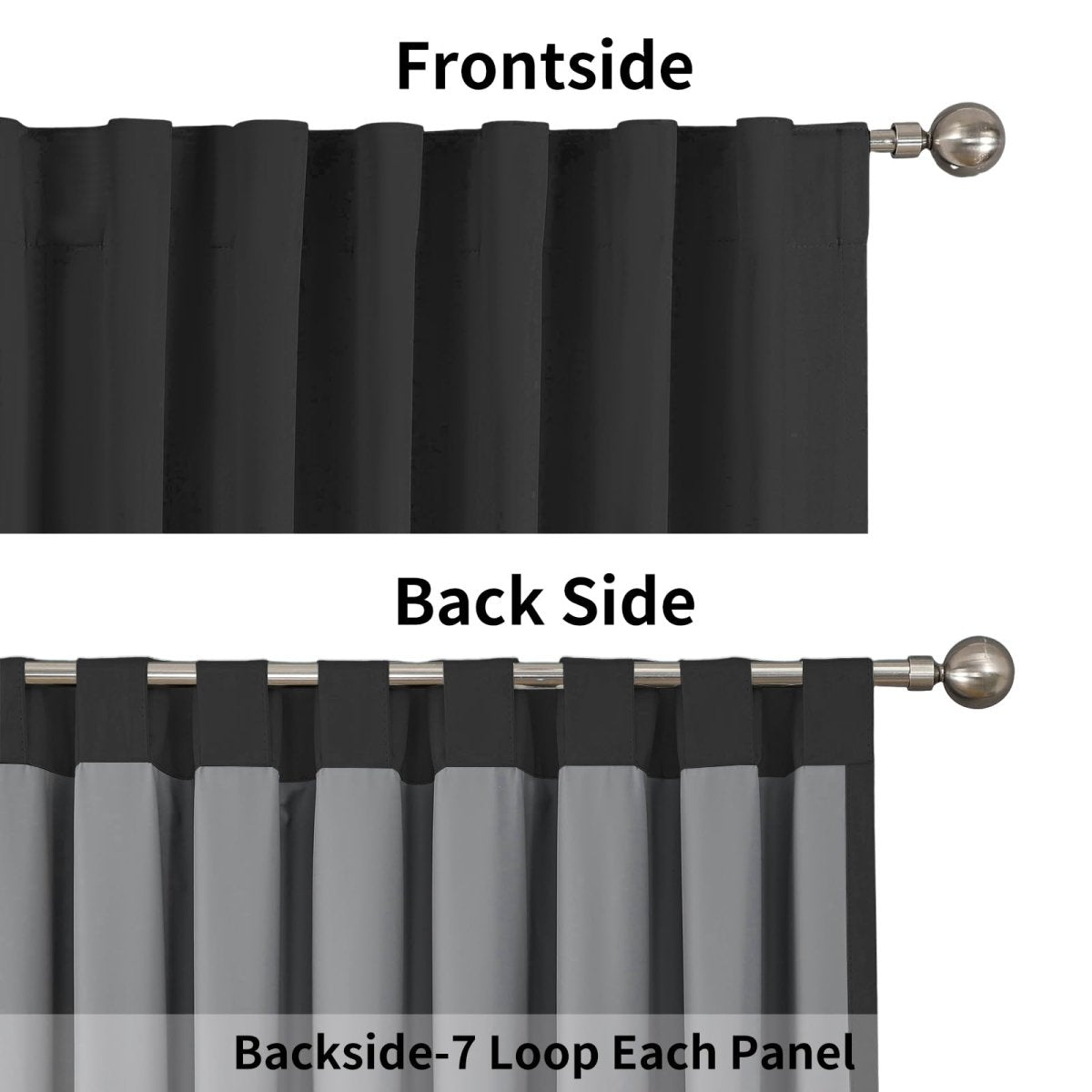 Joydeco 100% Blackout Curtains Black Long for Bedroom Living Room - 2 Panels Set Burg Room Darkening Black Out Curtains