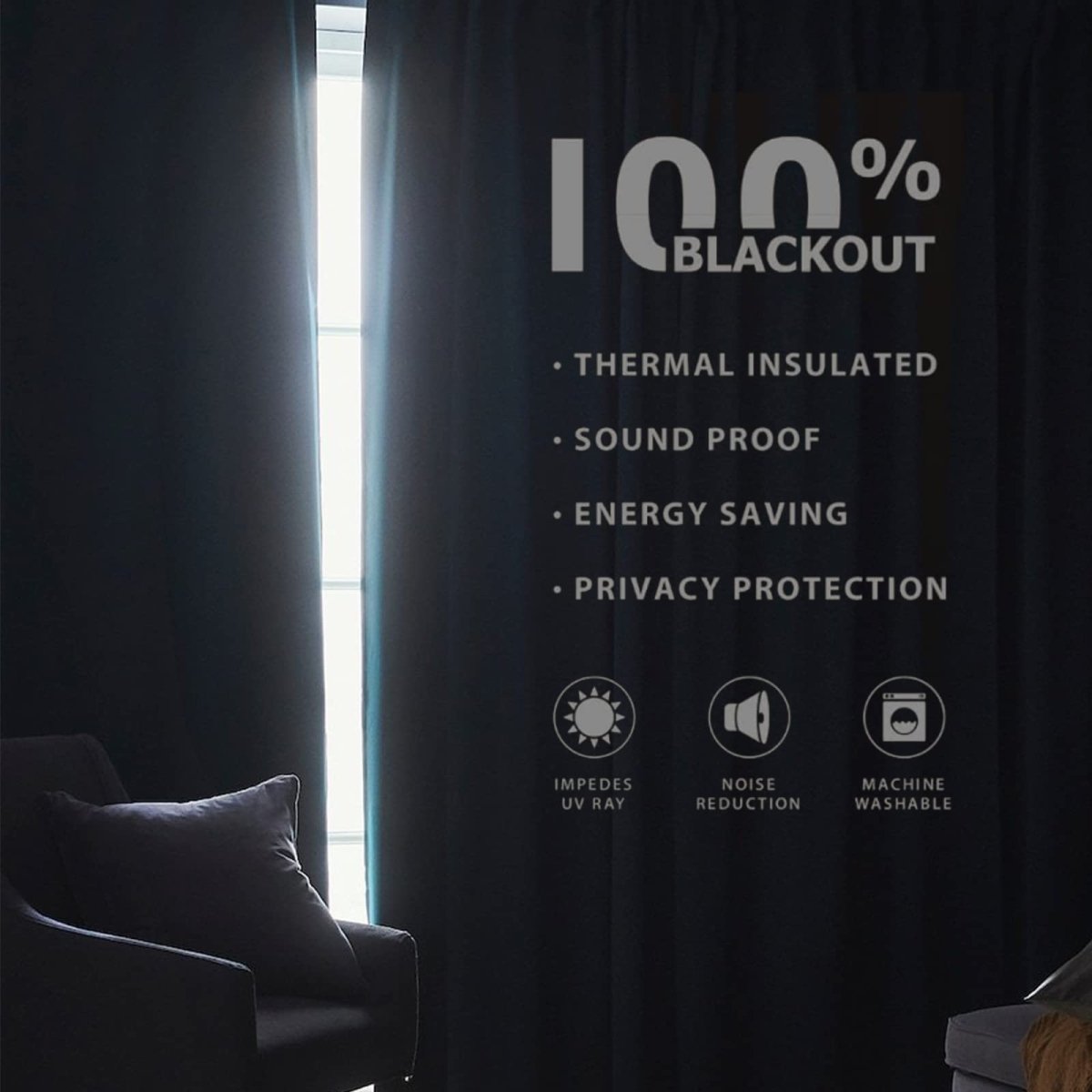 Joydeco 100% Blackout Curtains Light Grey Linen Curtains for Living Room Bedroom
