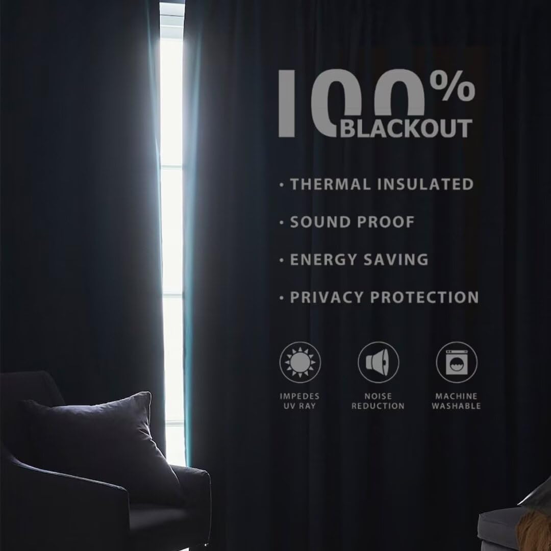 Joydeco 100% Blackout Curtains Light Grey Linen Curtains for Living Room Bedroom