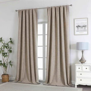 Joydeco 100% Blackout Curtains Linen Curtains for Living Room