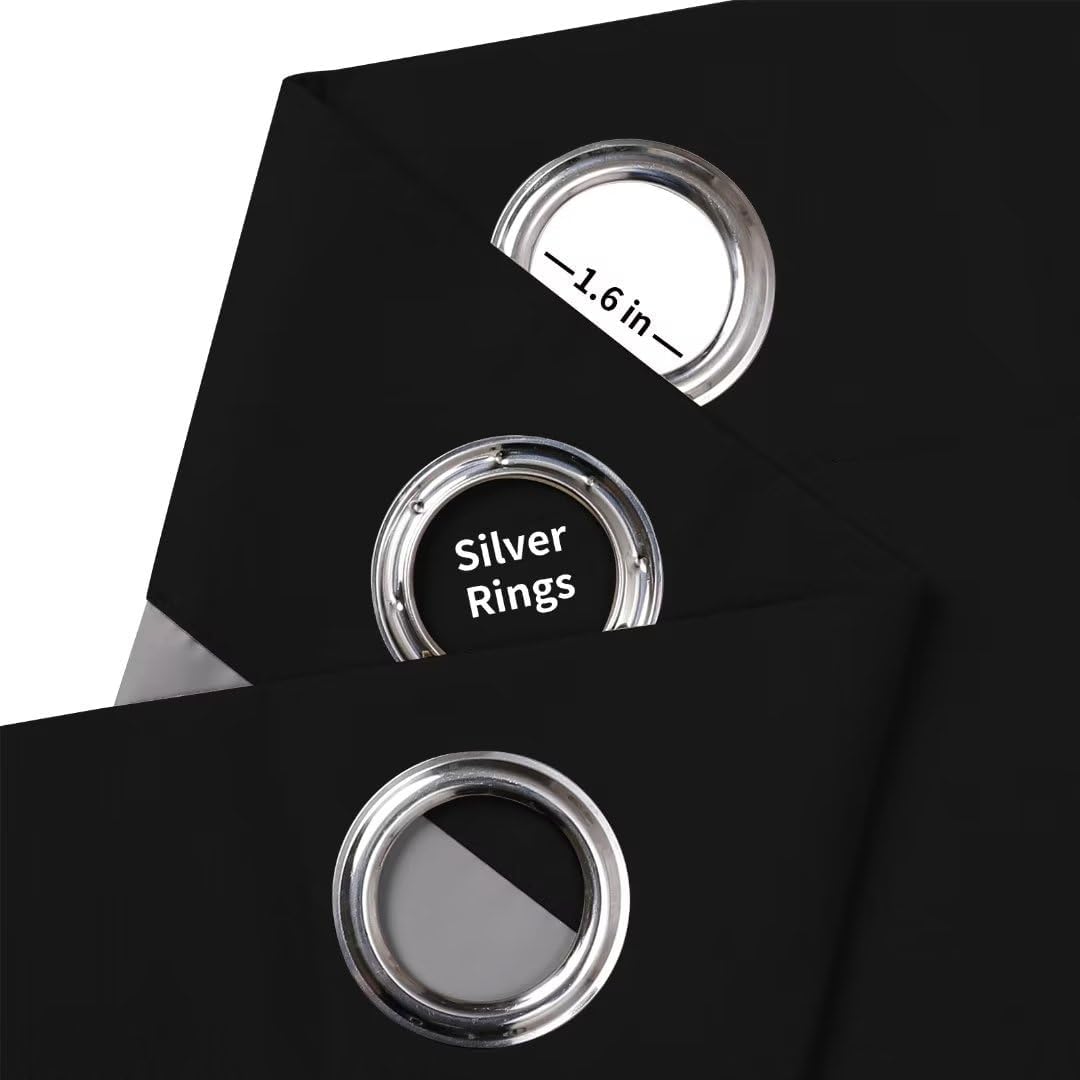 Joydeco 100% Blackout CurtainsThermal Insulated Solid Room Darkening Curtains with Grommets Multiple Sizes