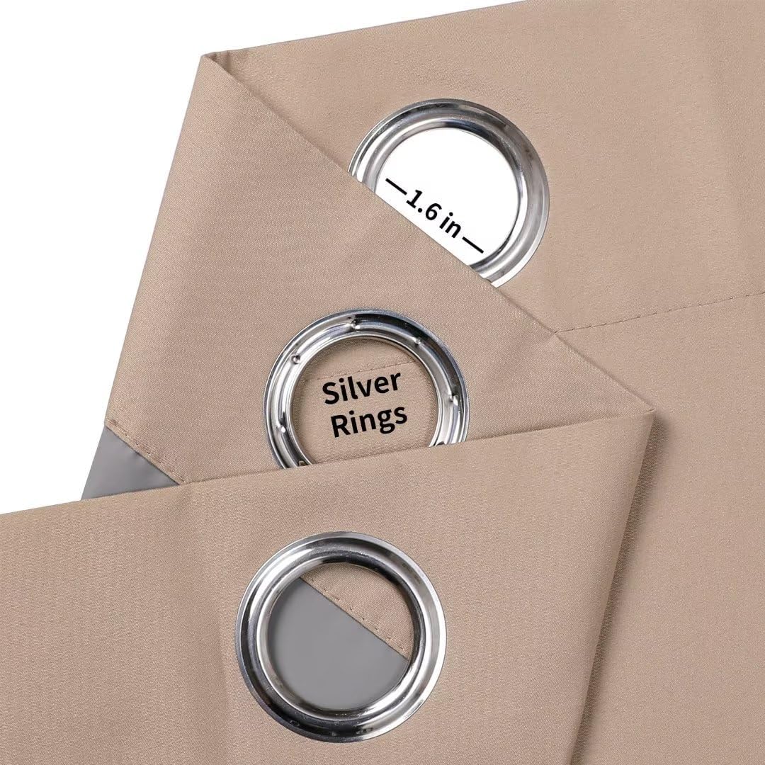 Joydeco 100% Blackout CurtainsThermal Insulated Solid Room Darkening Curtains with Grommets Multiple Sizes