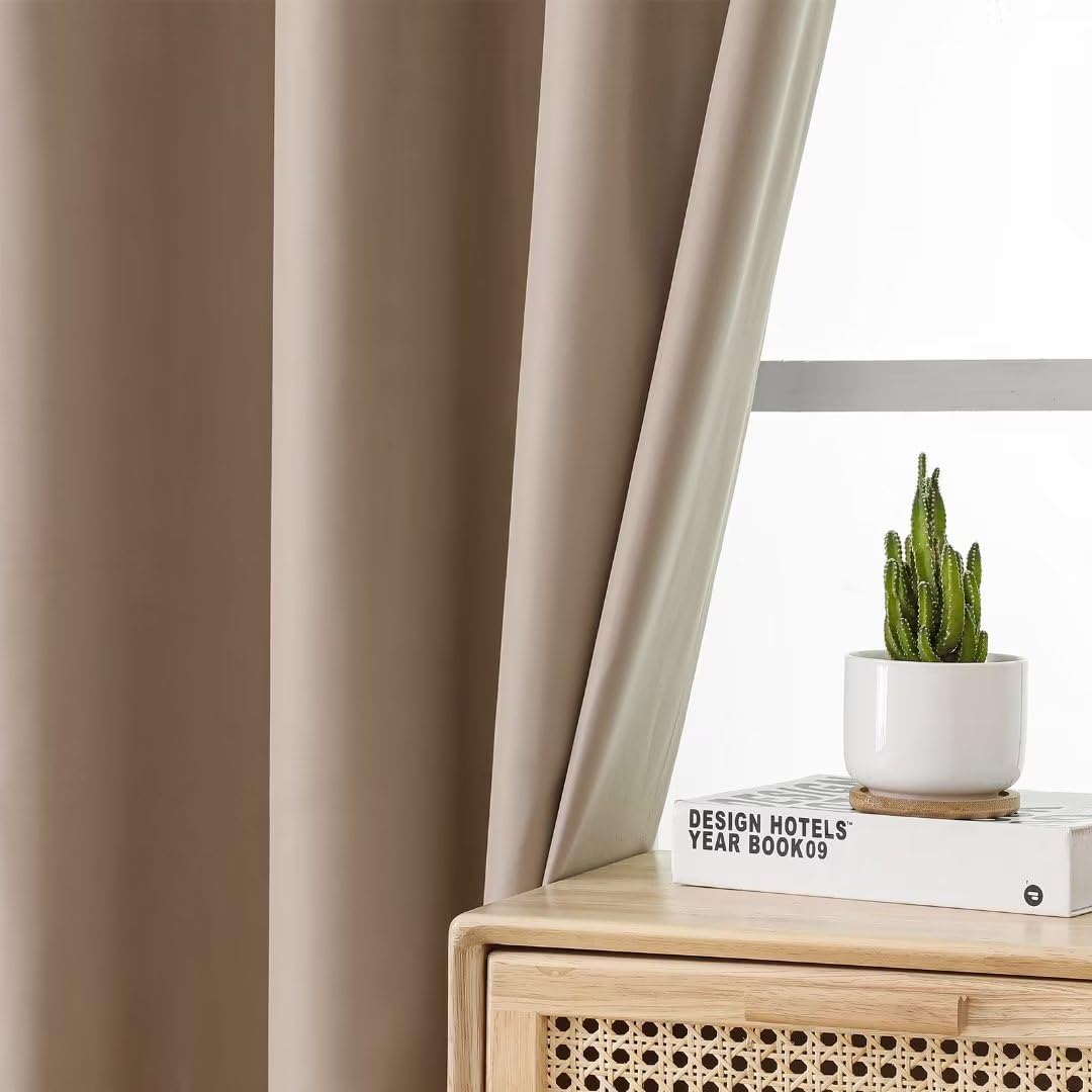 Joydeco 100% Blackout CurtainsThermal Insulated Solid Room Darkening Curtains with Grommets Multiple Sizes