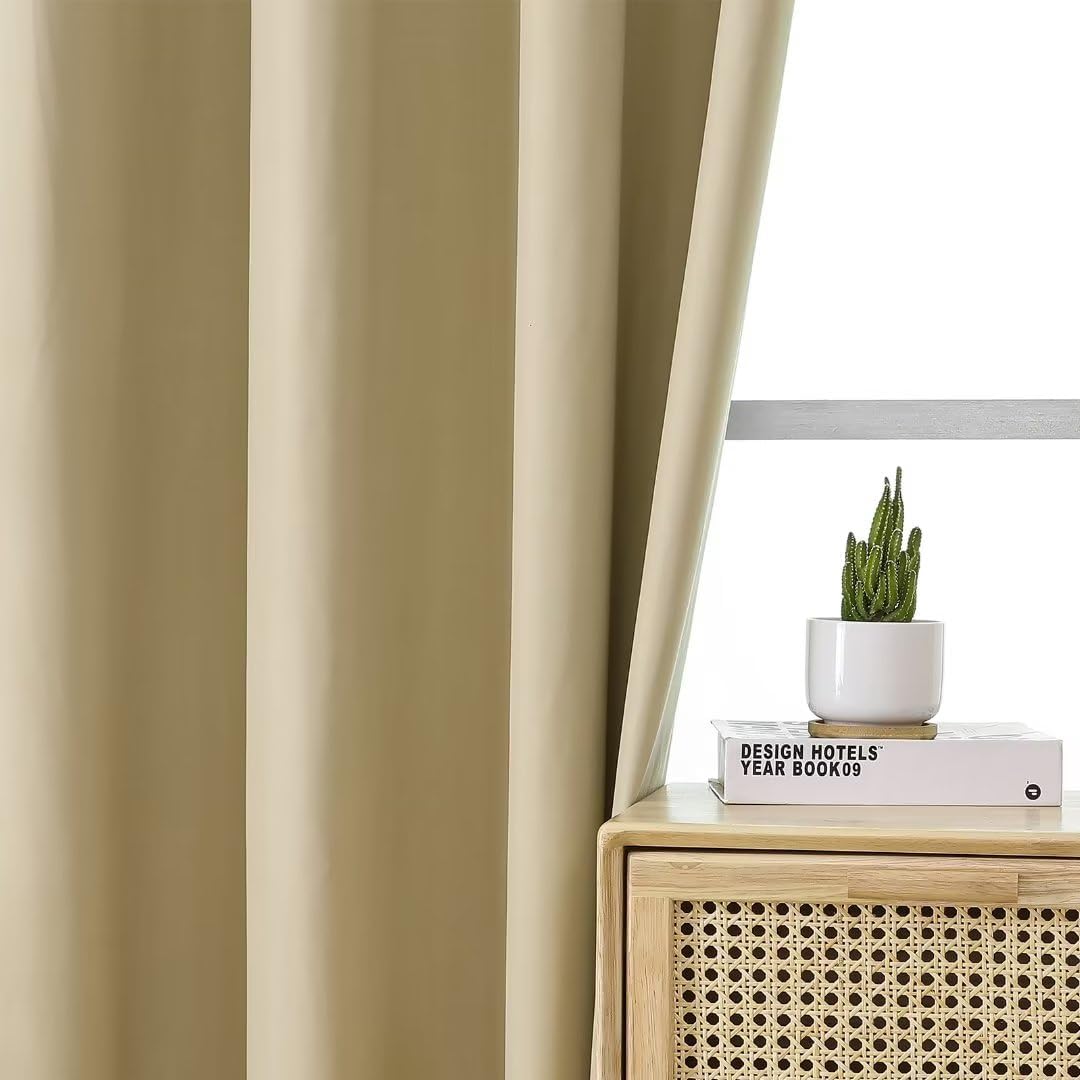 Joydeco 100% Blackout CurtainsThermal Insulated Solid Room Darkening Curtains with Grommets Multiple Sizes