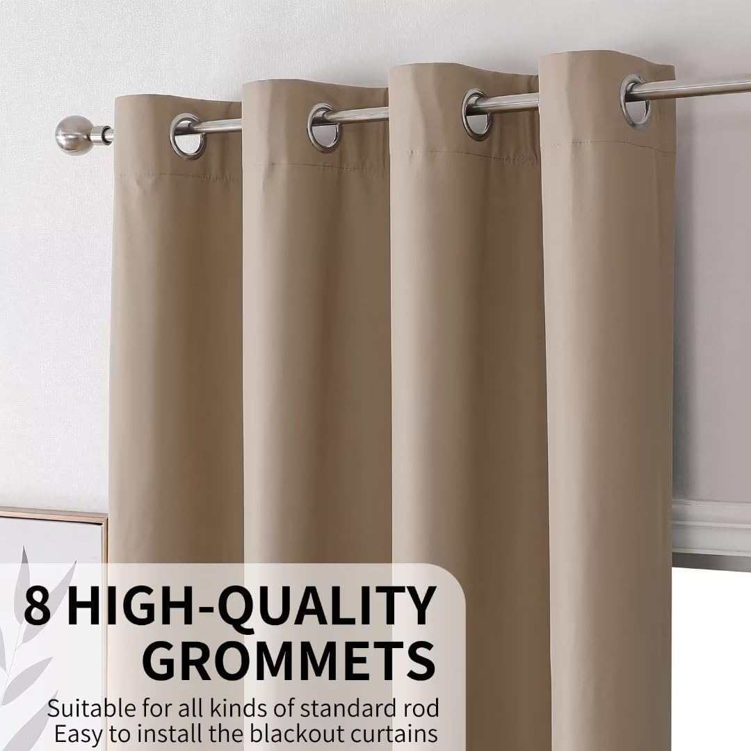 Joydeco 100% Blackout CurtainsThermal Insulated Solid Room Darkening Curtains with Grommets Multiple Sizes