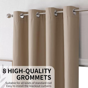 Joydeco 100% Blackout CurtainsThermal Insulated Solid Room Darkening Curtains with Grommets Multiple Sizes