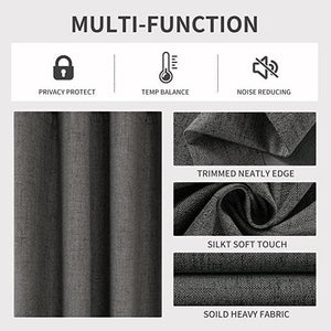 Joydeco 100% Blackout Linen Curtains Thermal Insulated Burlap Curtain & Drapes 2 Panels